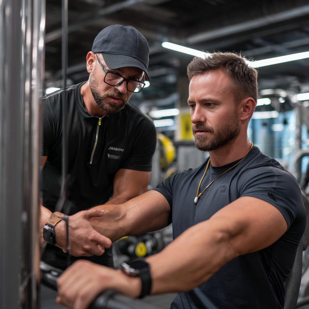 Персональний тренер працює з клієнтом